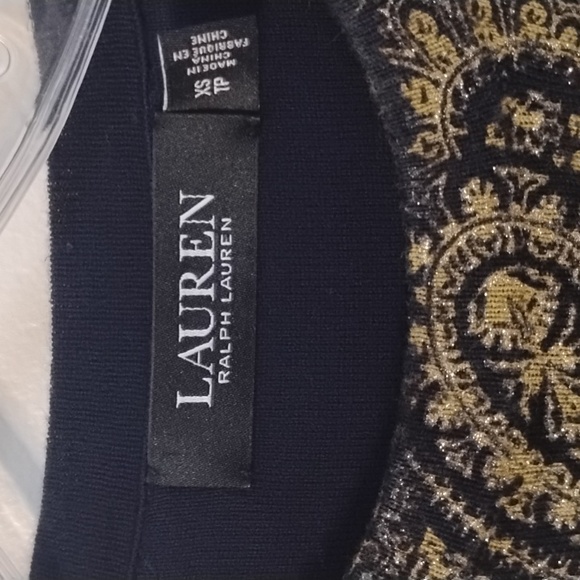 Lauren Ralph Lauren Gold Paisley Dressy Classic Elegance Woman's Sweater Top - Picture 5 of 13